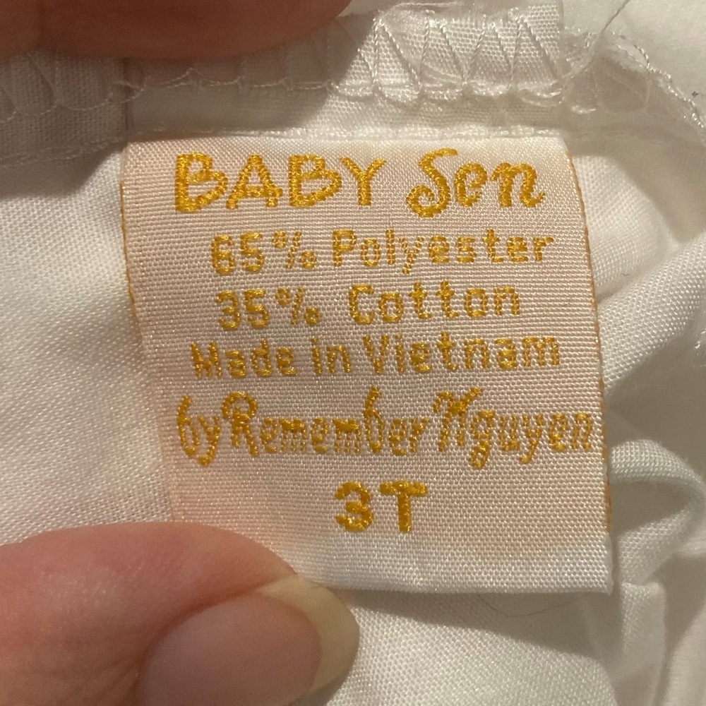 Baby Sen by Remember Nguyen white pilgrim collar Thanksgiving embroidered dress - Picture 4 of 4